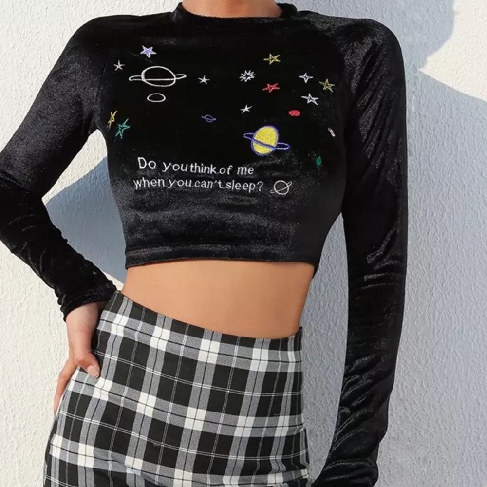 Black galaxy crop top